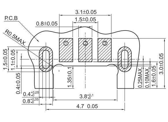 THBM03-A035NB-R-A 焊盤圖